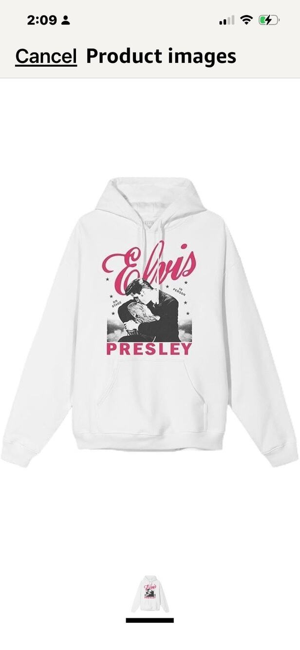 Elvis Presley Hoodie - White / New! Extra Large